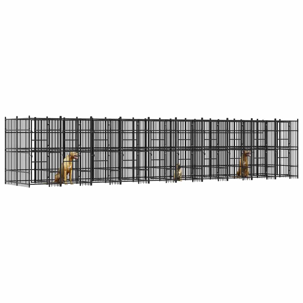 vidaXL Kojec zewnętrzny dla psa, stalowy, 18,43 m²