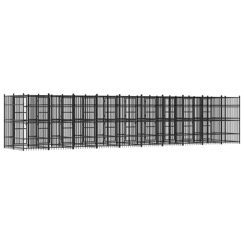 vidaXL Kojec zewnętrzny dla psa, stalowy, 18,43 m²