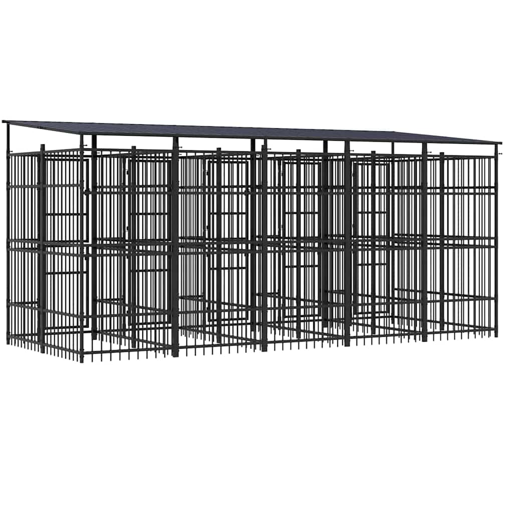 vidaXL Kojec zewnętrzny dla psów, z zadaszeniem, stalowy, 9,22 m²