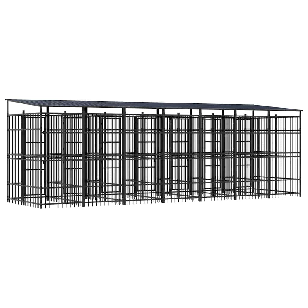 vidaXL Kojec zewnętrzny dla psów, z zadaszeniem, stalowy, 12,9 m²