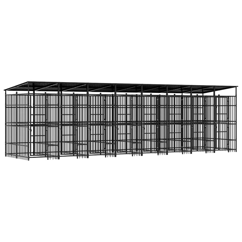vidaXL Kojec zewnętrzny dla psów, z zadaszeniem, stalowy, 14,75 m²