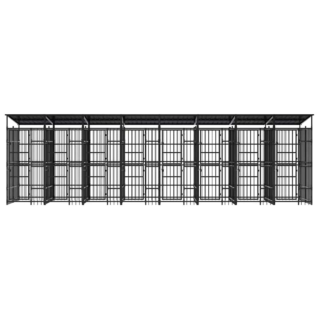 vidaXL Kojec zewnętrzny dla psów, z zadaszeniem, stalowy, 14,75 m²