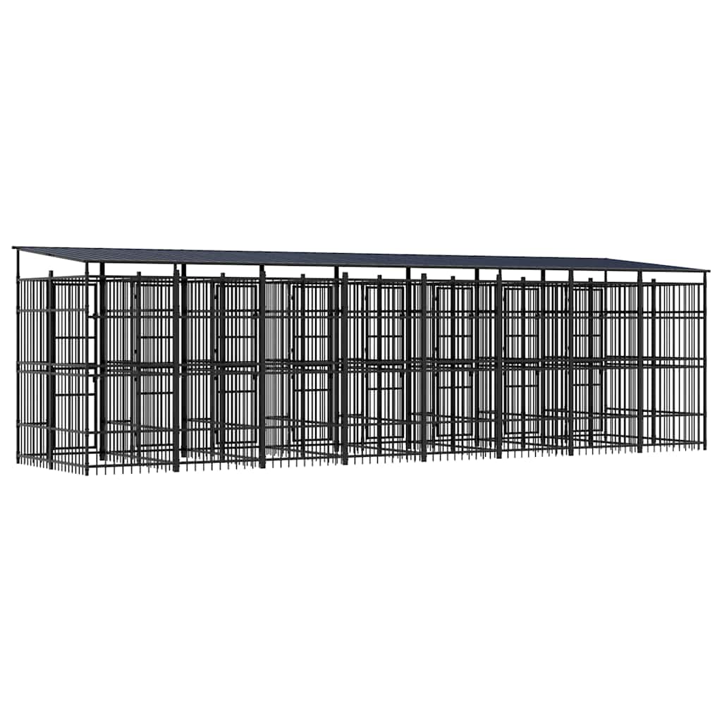 vidaXL Kojec zewnętrzny dla psów, z zadaszeniem, stalowy, 14,75 m²