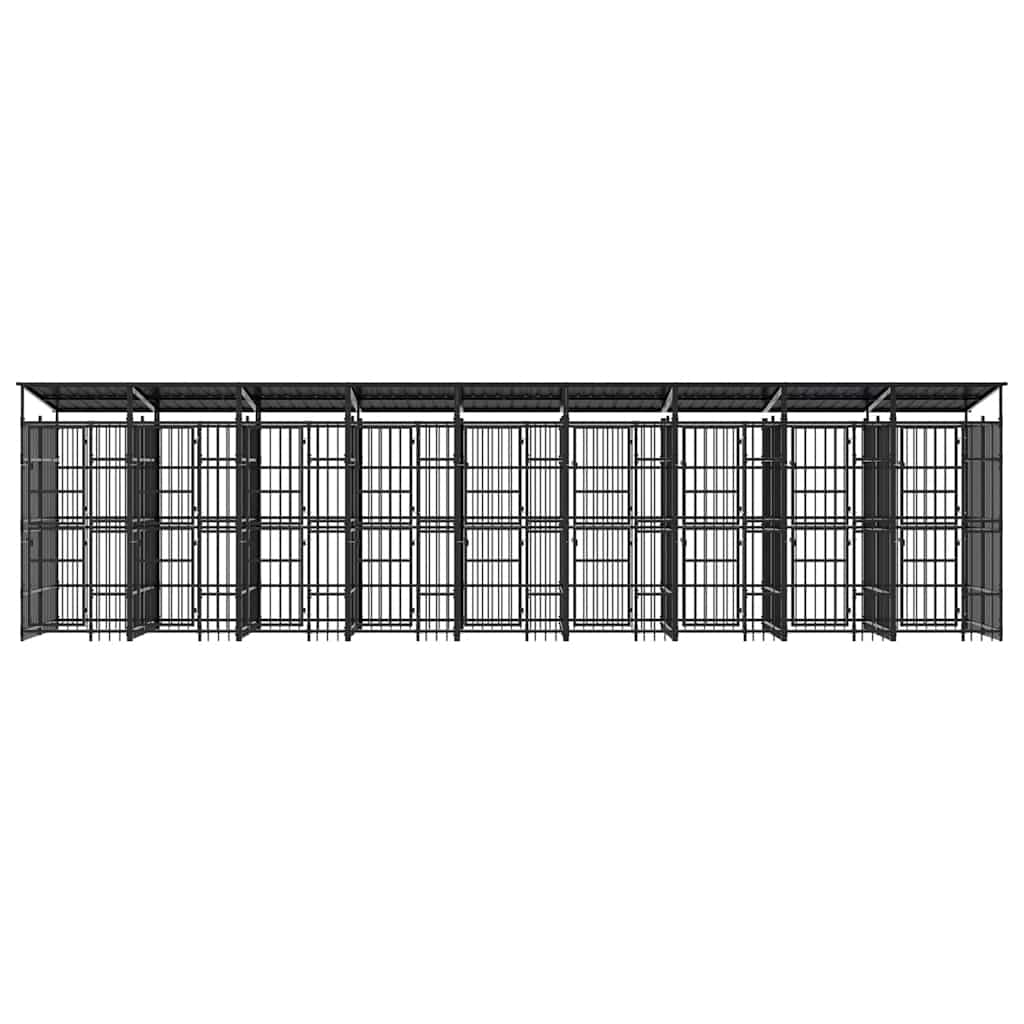 vidaXL Kojec zewnętrzny dla psów, z zadaszeniem, stalowy, 16,59 m²