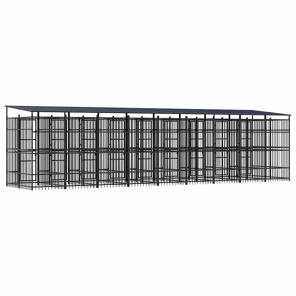vidaXL Kojec zewnętrzny dla psów, z zadaszeniem, stalowy, 16,59 m²