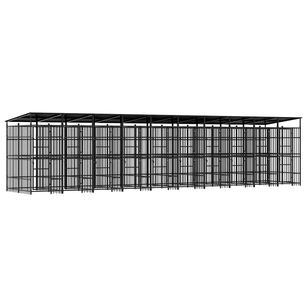 vidaXL Kojec zewnętrzny dla psów, z zadaszeniem, stalowy, 18,43 m²