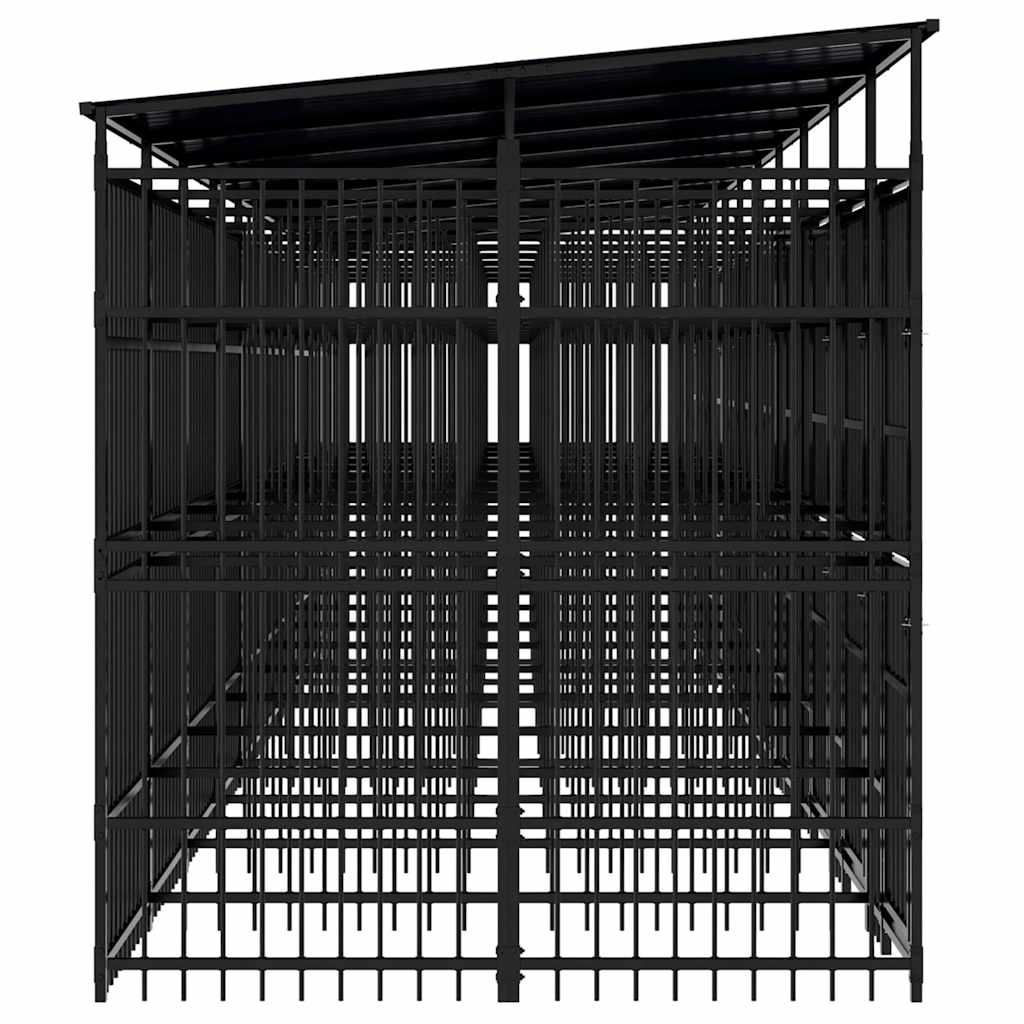 vidaXL Kojec zewnętrzny dla psów, z zadaszeniem, stalowy, 18,43 m²