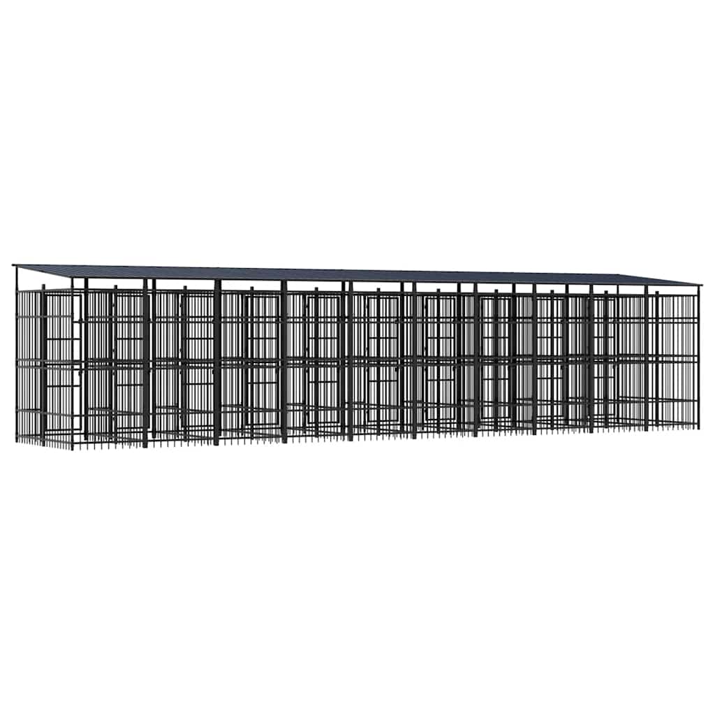 vidaXL Kojec zewnętrzny dla psów, z zadaszeniem, stalowy, 18,43 m²
