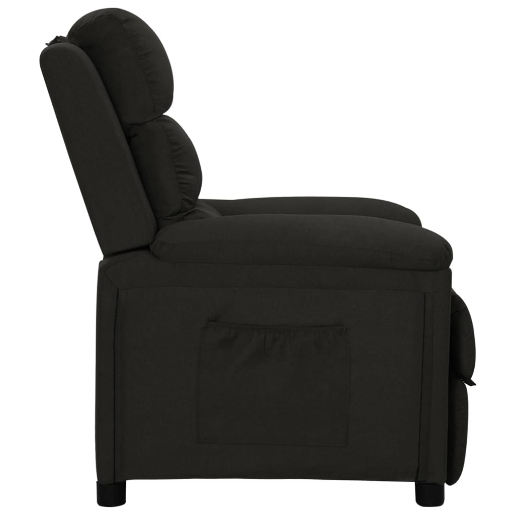 vidaXL Fotel rozkładany, czarny, obity tkaniną