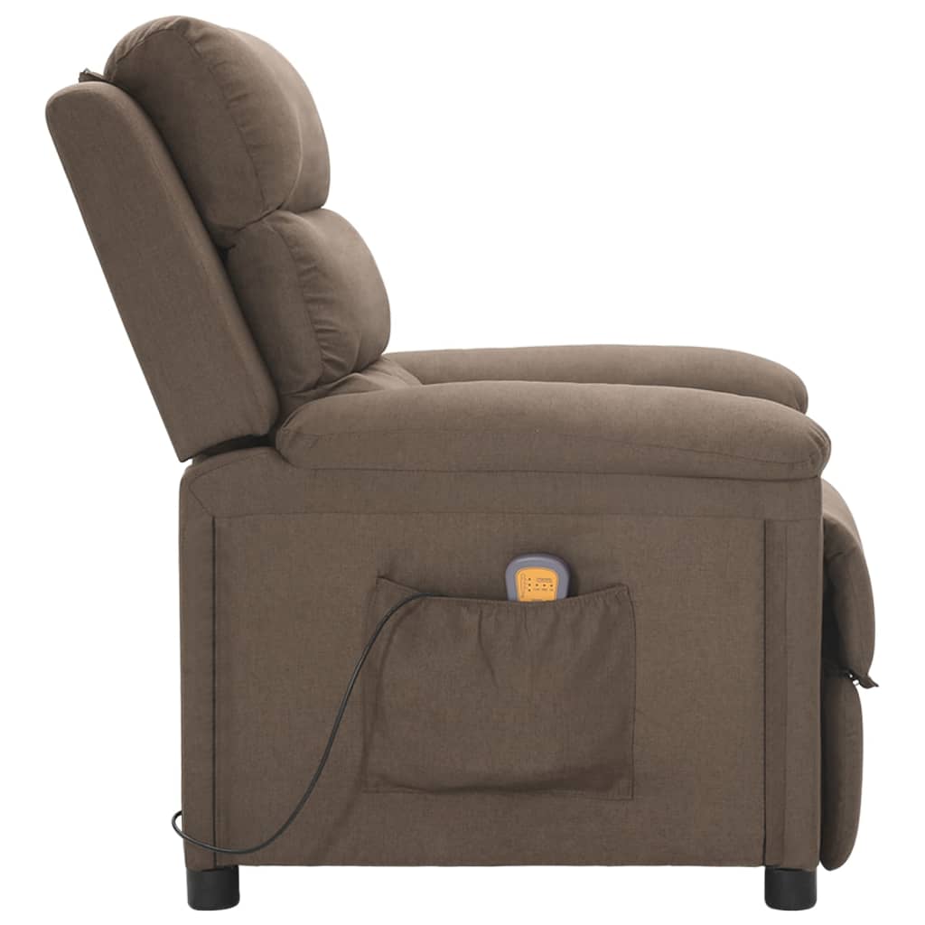 vidaXL Fotel masujący, taupe, tkanina
