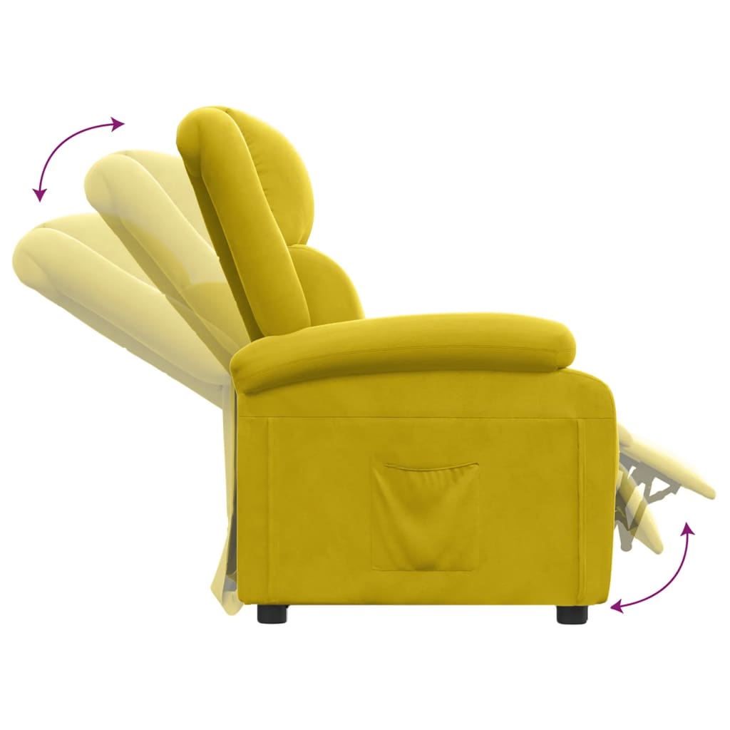 vidaXL Fotel rozkładany, żółty, obity aksamitem