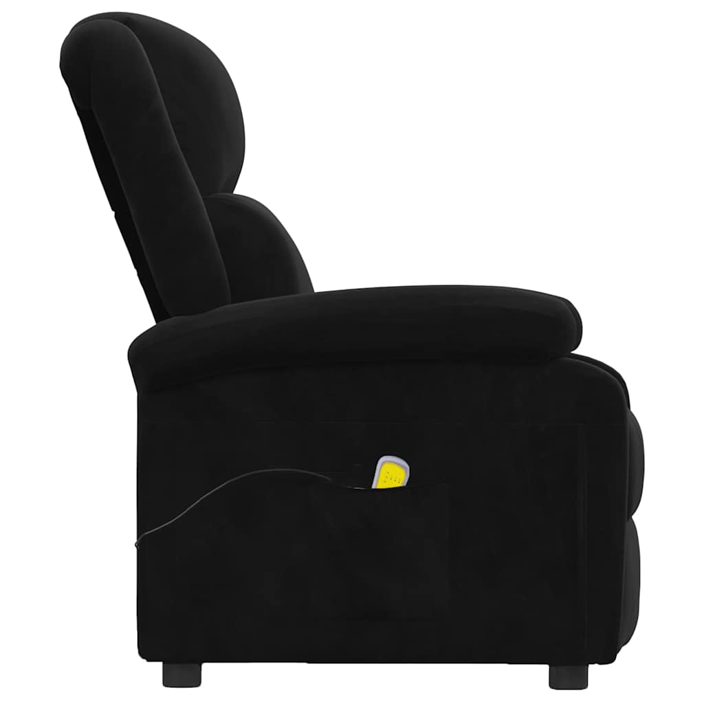 vidaXL Fotel masujący, czarny, obity aksamitem