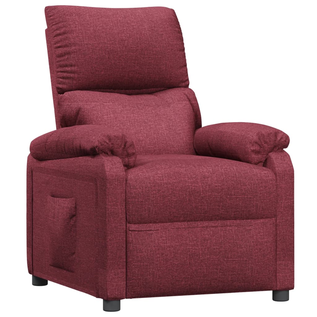 vidaXL Fotel rozkładany, winna czerwień, obity tkaniną