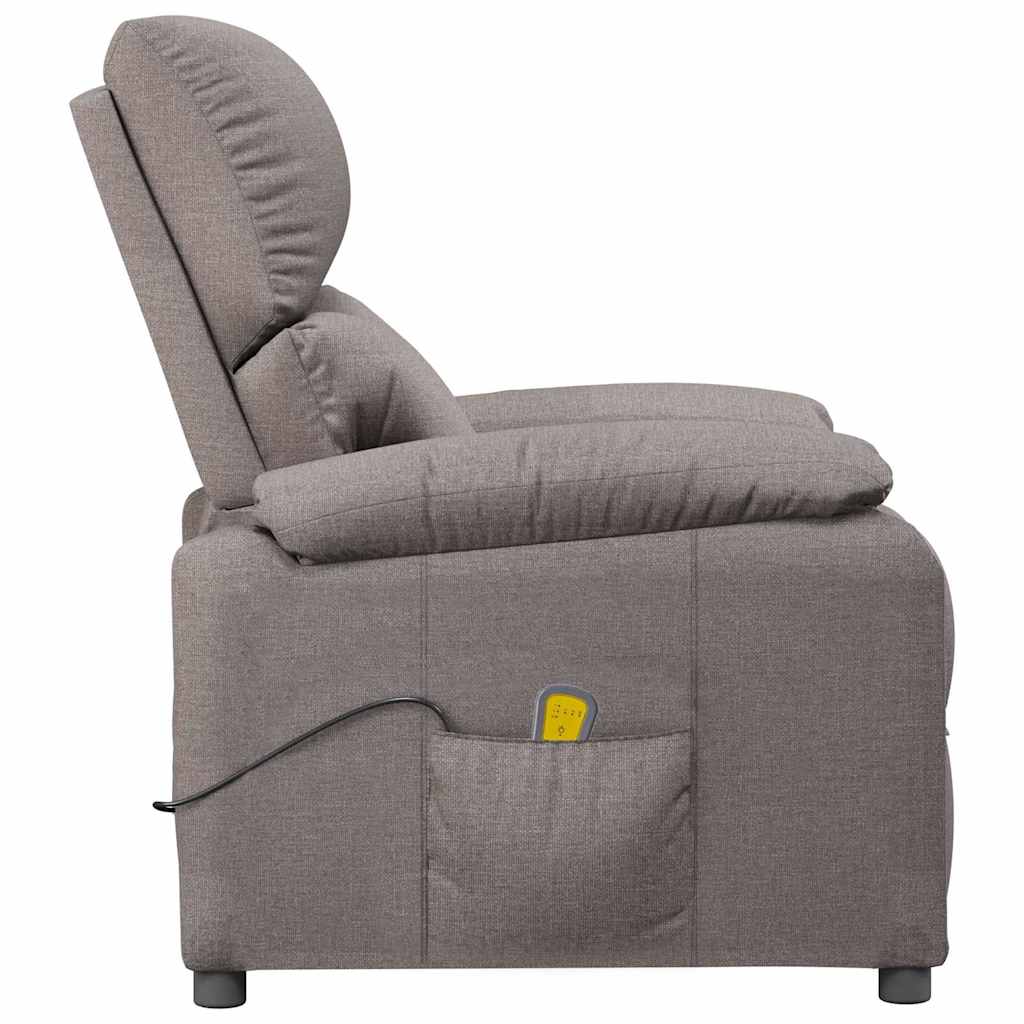 vidaXL Fotel masujący, taupe, tkanina