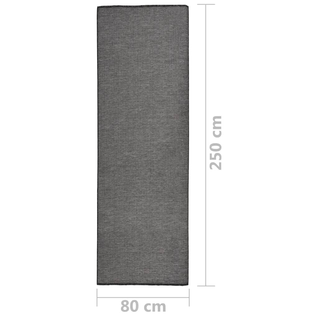 vidaXL Dywan zewnętrzny o płaskim splocie, 80x250 cm, szary