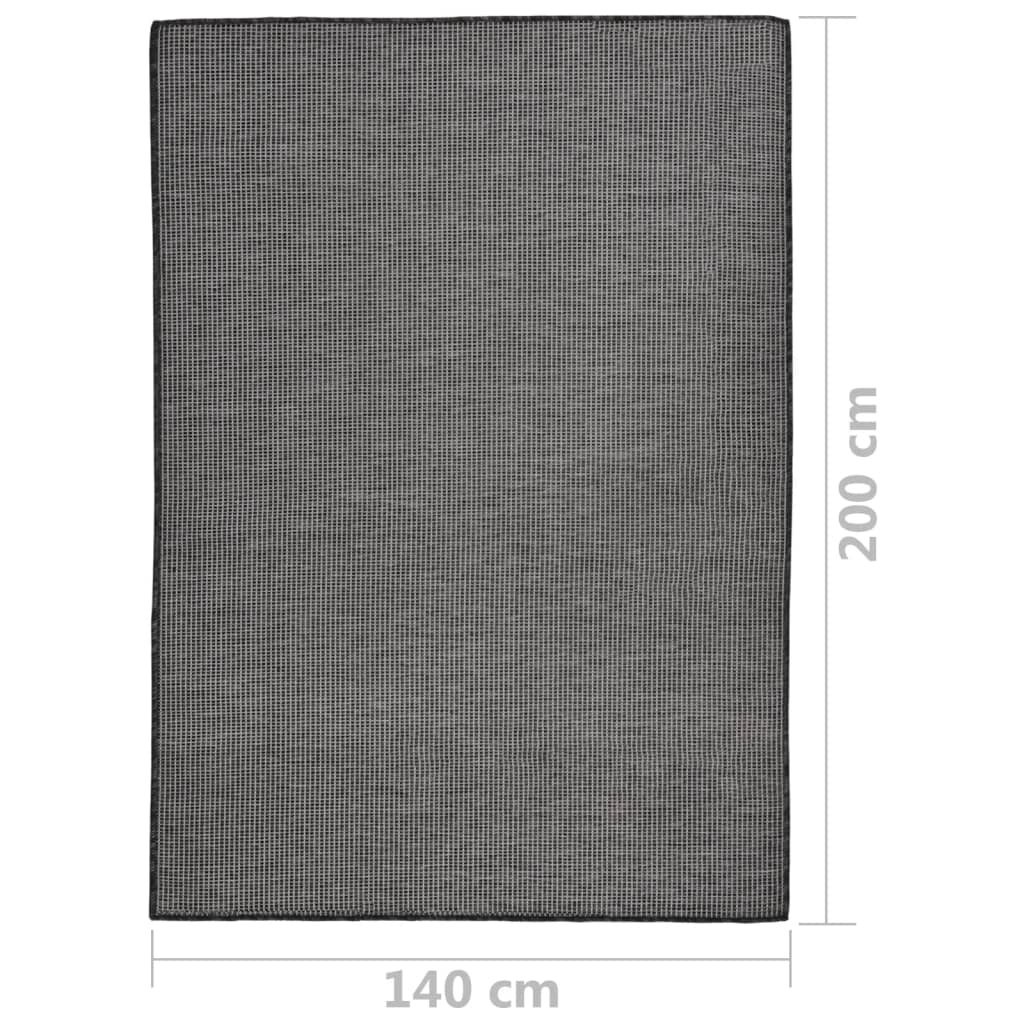 vidaXL Dywan zewnętrzny o płaskim splocie, 140x200 cm, szary