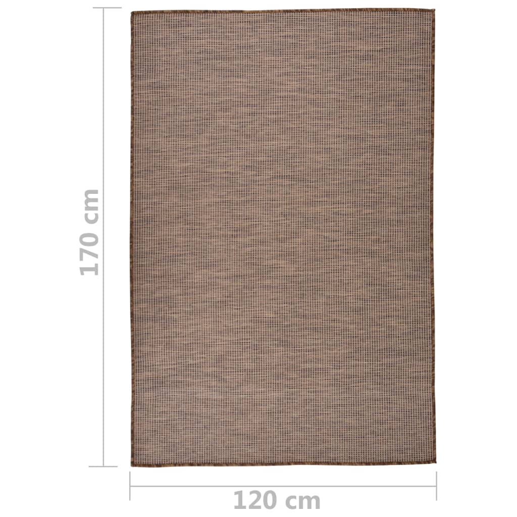 vidaXL Dywan zewnętrzny o płaskim splocie, 120x170 cm, brązowy