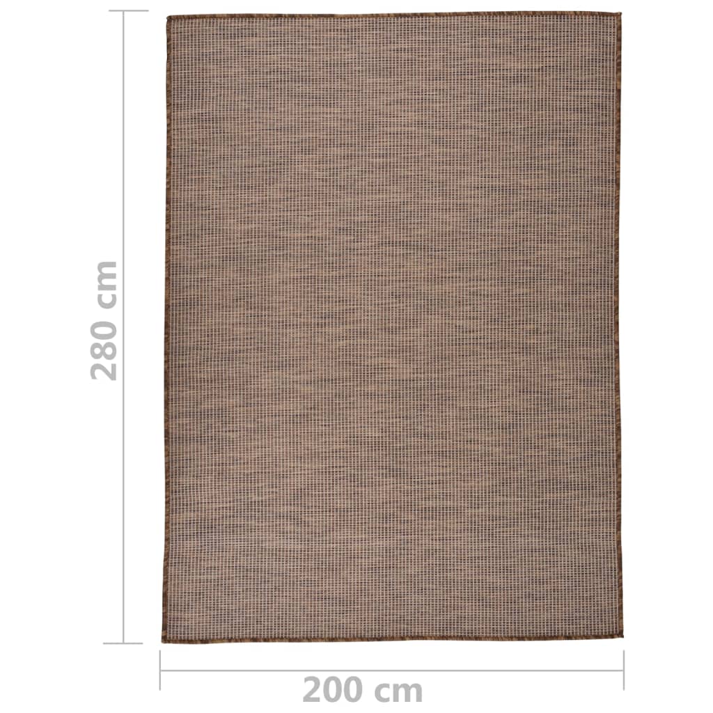 vidaXL Dywan zewnętrzny o płaskim splocie, 200x280 cm, brązowy