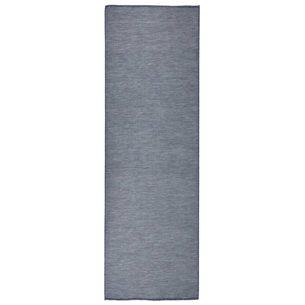 vidaXL Dywan zewnętrzny o płaskim splocie, 80x250 cm, niebieski