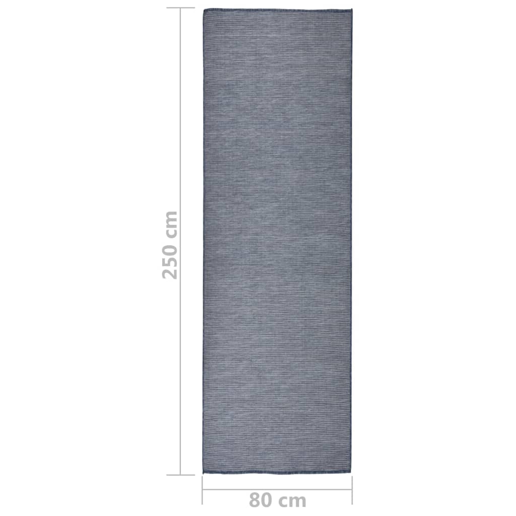 vidaXL Dywan zewnętrzny o płaskim splocie, 80x250 cm, niebieski