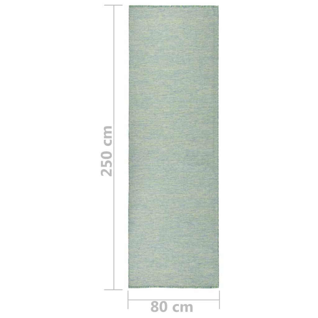 vidaXL Dywan zewnętrzny o płaskim splocie, 80x250 cm, turkusowy