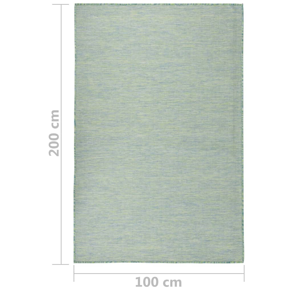 vidaXL Dywan zewnętrzny o płaskim splocie, 100x200 cm, turkusowy