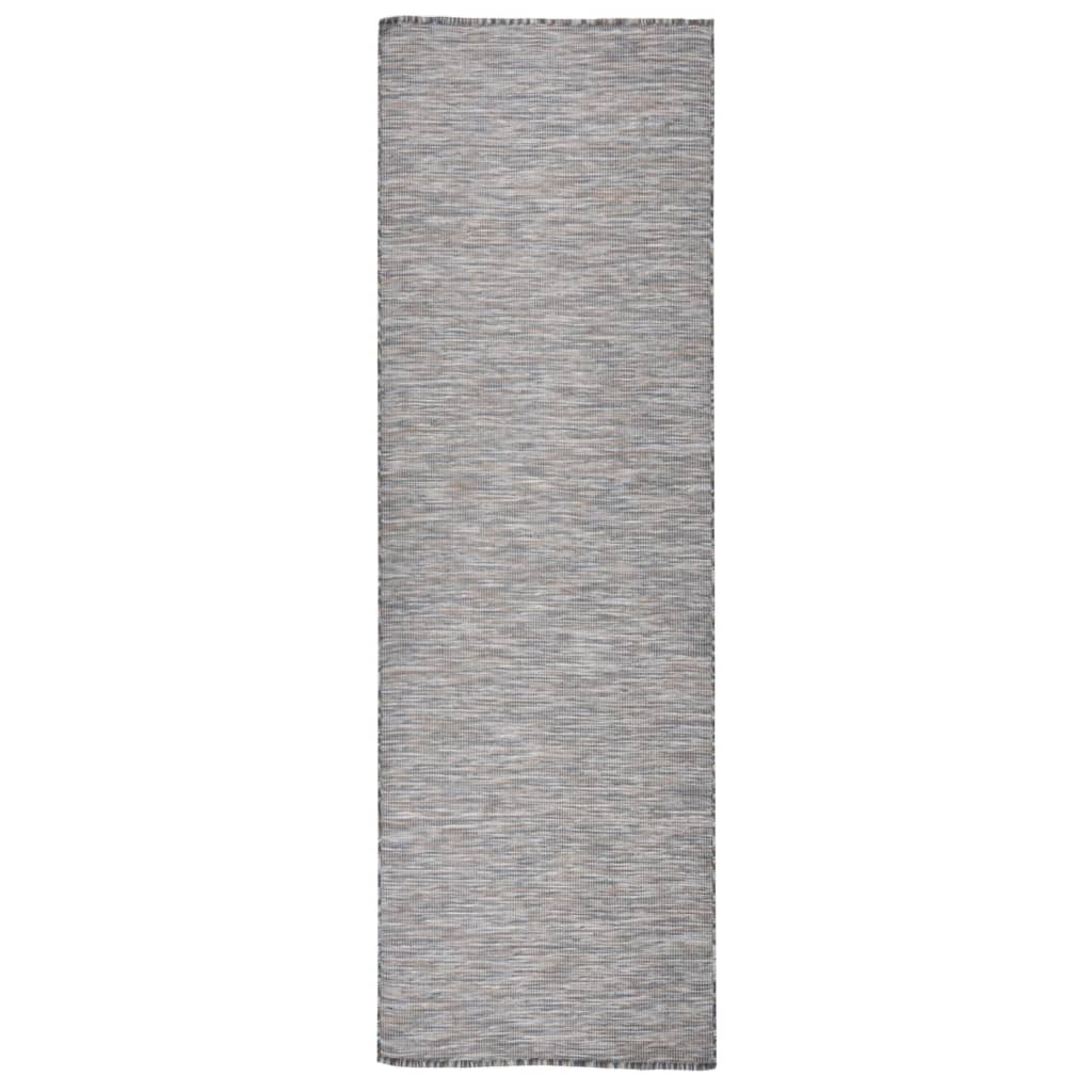 vidaXL Dywan zewnętrzny o płaskim splocie, 80x250cm, brązowo-niebieski