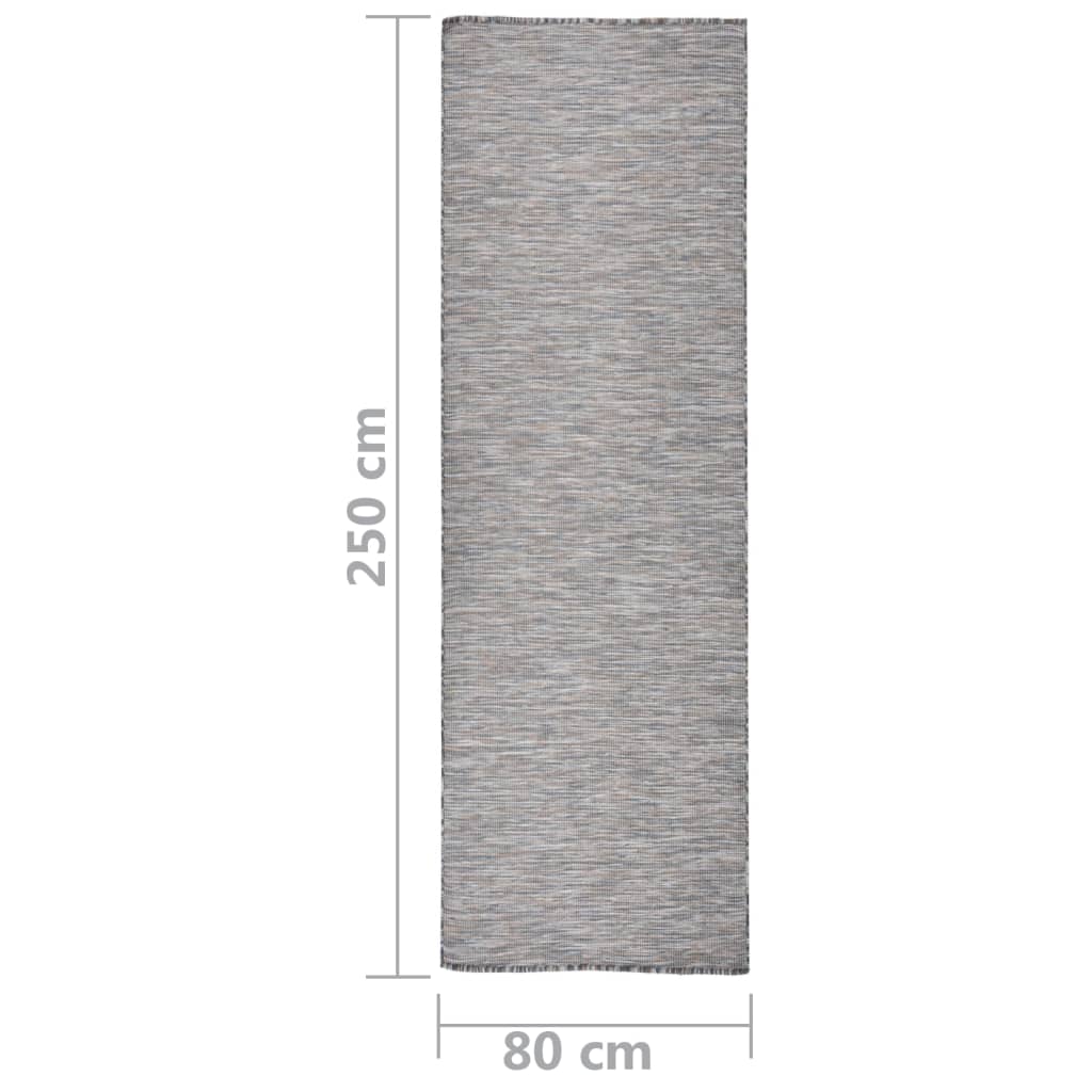vidaXL Dywan zewnętrzny o płaskim splocie, 80x250cm, brązowo-niebieski