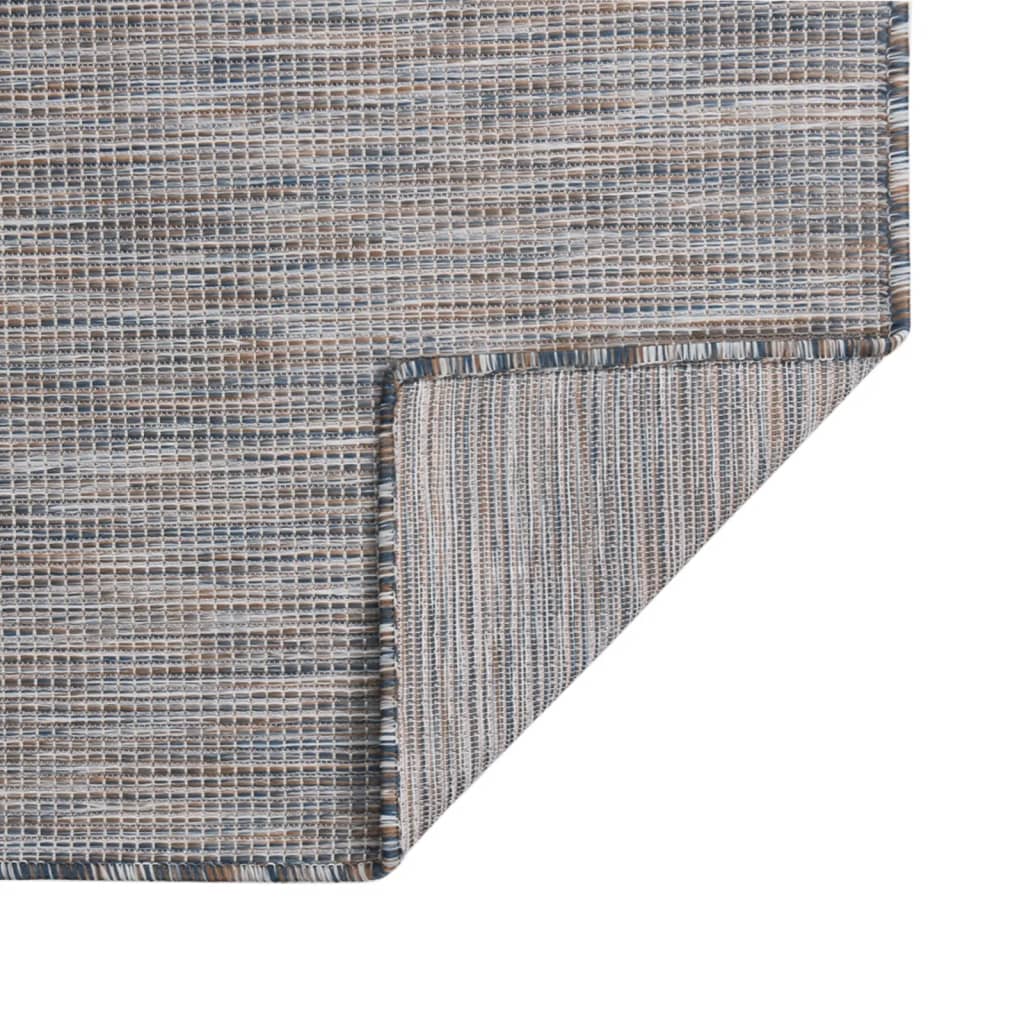 vidaXL Dywan zewnętrzny o płaskim splocie 140x200cm, brązowo-niebieski