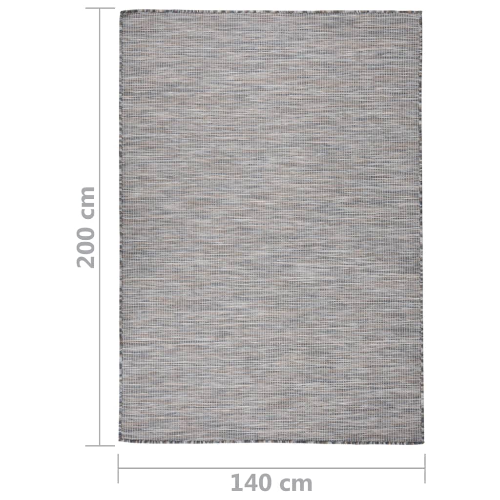 vidaXL Dywan zewnętrzny o płaskim splocie 140x200cm, brązowo-niebieski