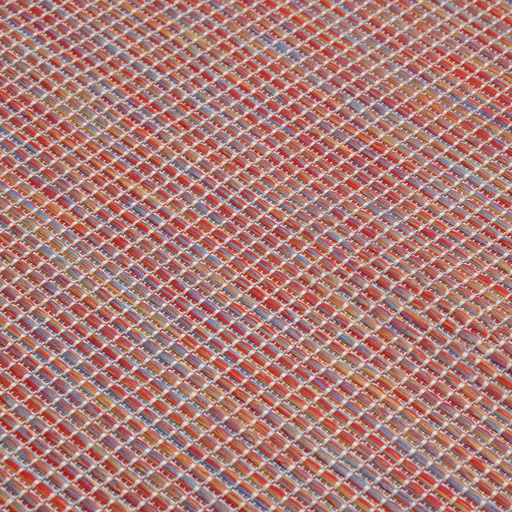 vidaXL Dywan zewnętrzny o płaskim splocie, 140x200 cm, czerwony