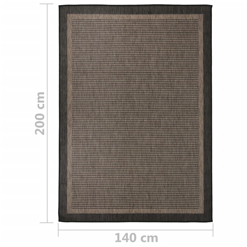 vidaXL Dywan zewnętrzny o płaskim splocie, 140x200 cm, ciemnobrązowy