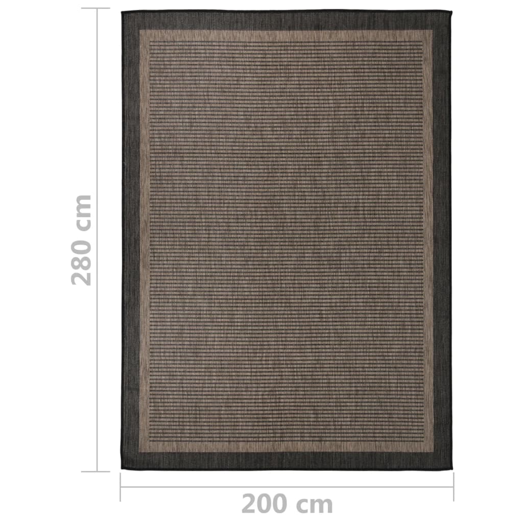 vidaXL Dywan zewnętrzny o płaskim splocie, 200x280 cm, ciemnobrązowy
