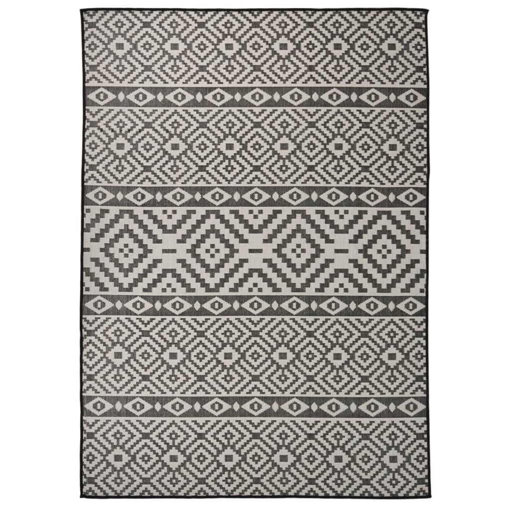 vidaXL Dywan zewnętrzny o płaskim splocie, 120x170 cm, czarne pasy
