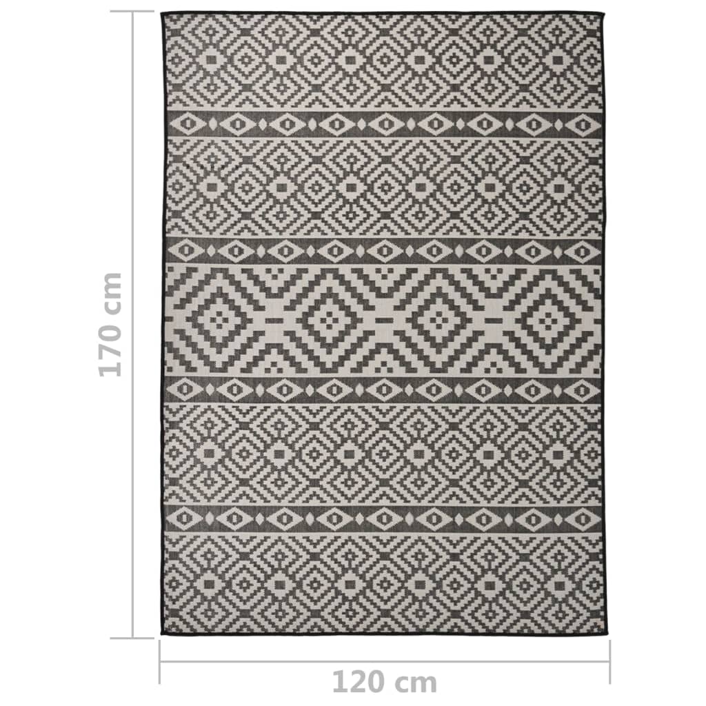 vidaXL Dywan zewnętrzny o płaskim splocie, 120x170 cm, czarne pasy
