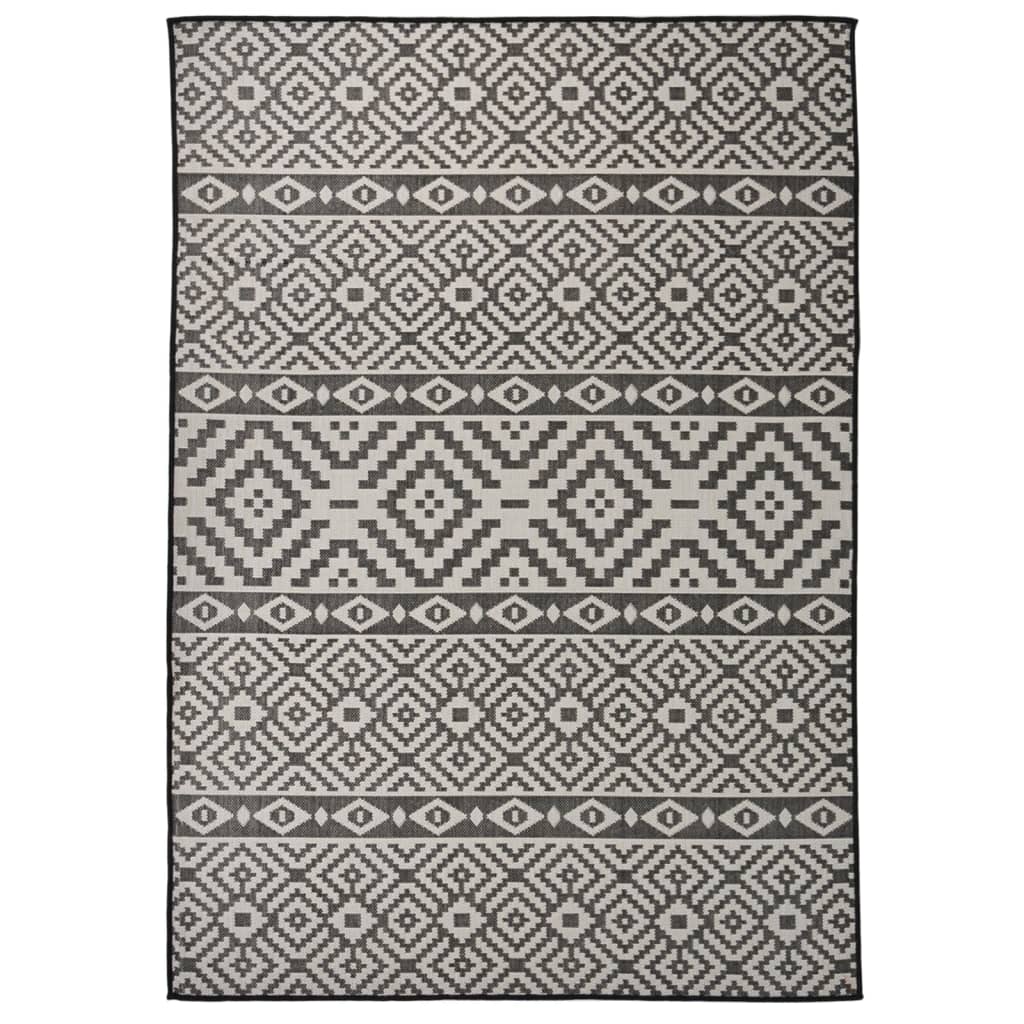 vidaXL Dywan zewnętrzny o płaskim splocie, 140x200 cm, czarne pasy