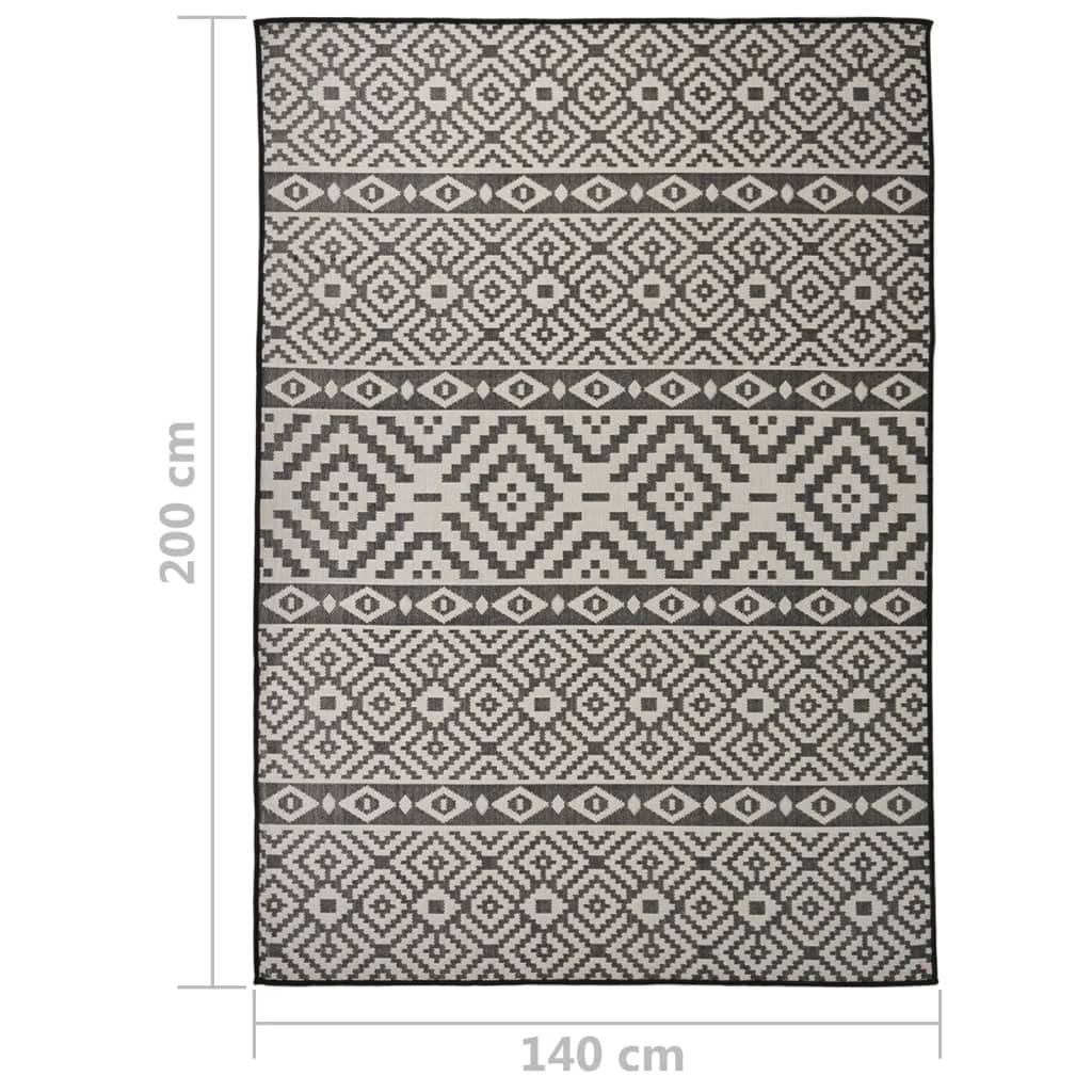 vidaXL Dywan zewnętrzny o płaskim splocie, 140x200 cm, czarne pasy