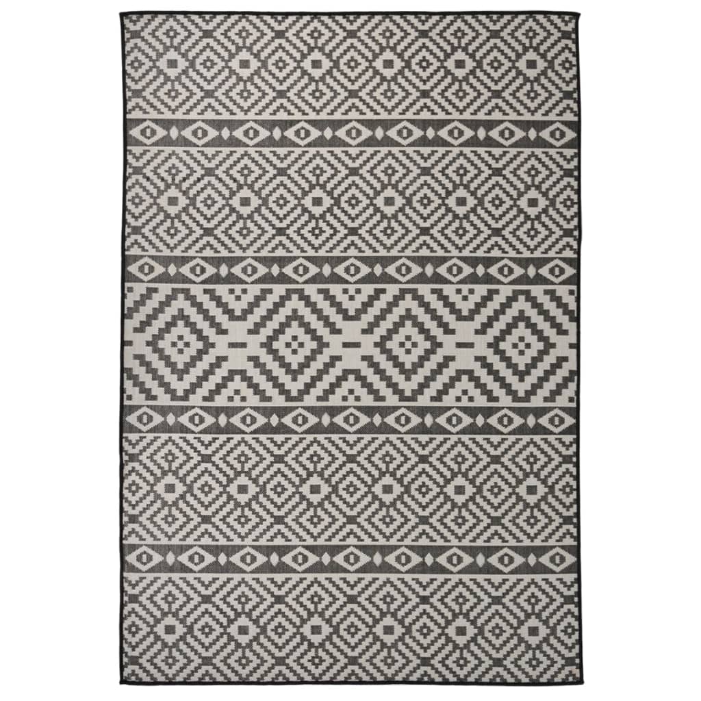 vidaXL Dywan zewnętrzny o płaskim splocie, 160x230 cm, czarne pasy