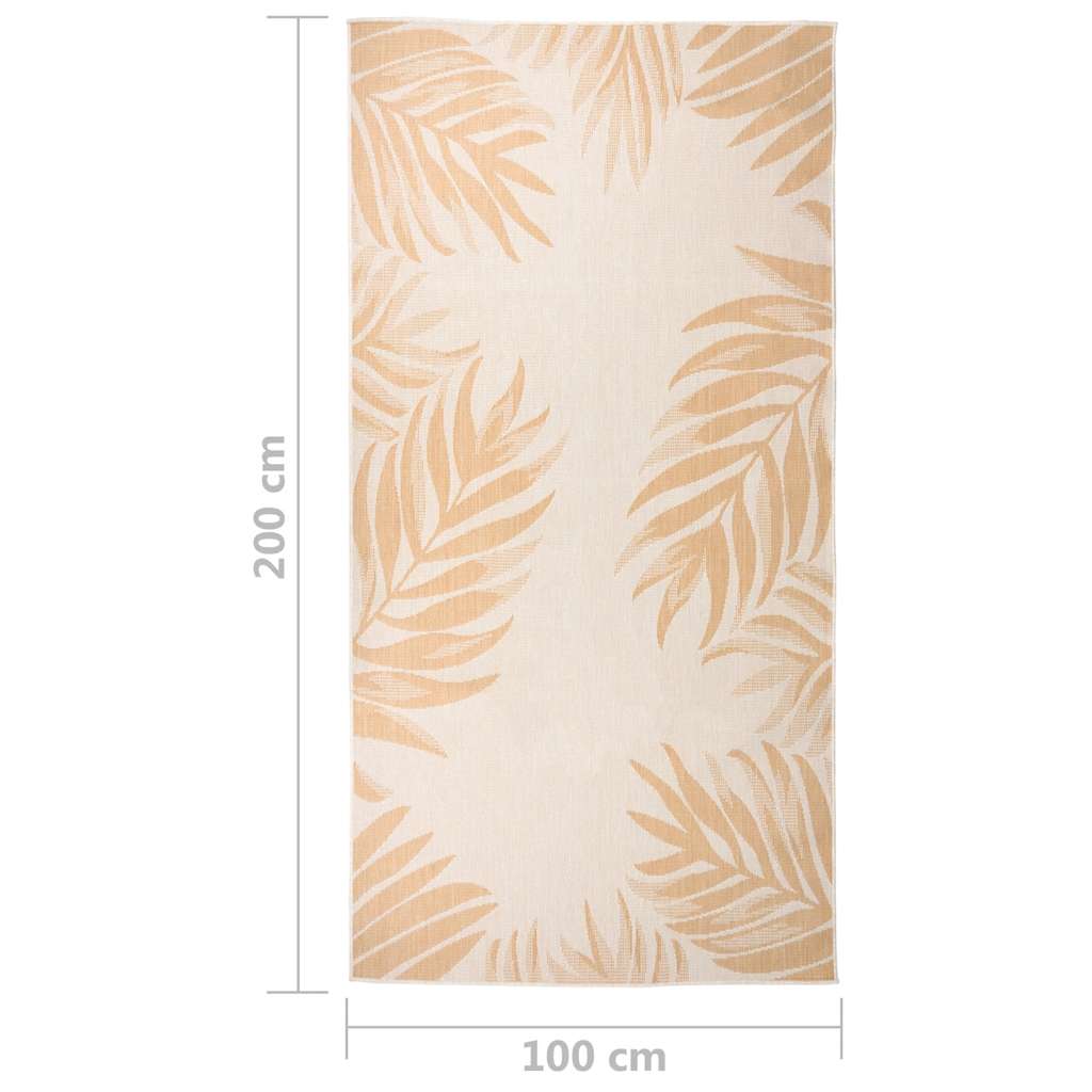 vidaXL Dywan zewnętrzny o płaskim splocie, 100x200 cm, wzór w liście