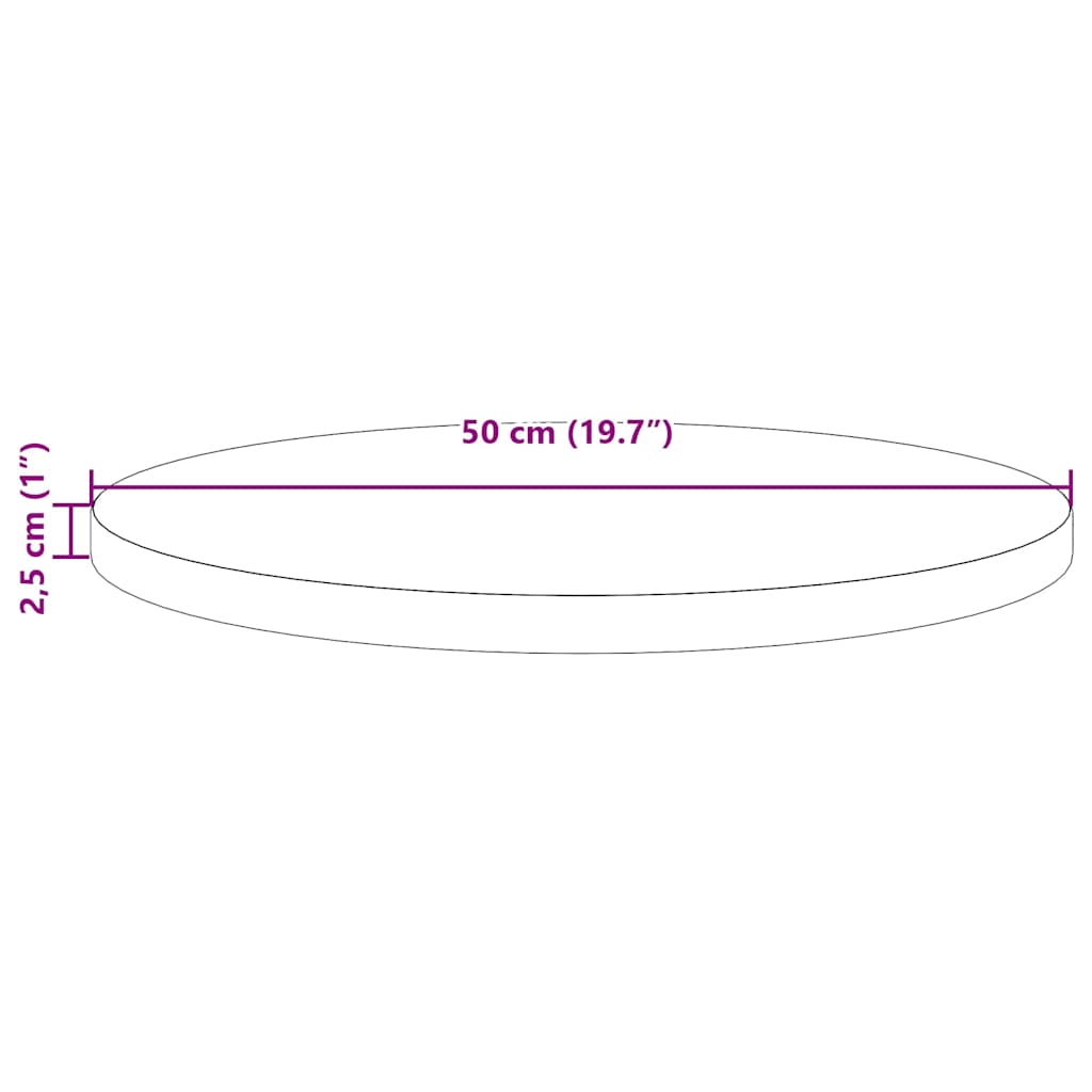 vidaXL Blat stołu, Ø50x2,5 cm, lite drewno sosnowe
