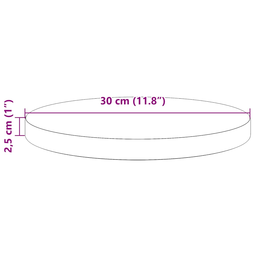 vidaXL Blat stołu, biały, Ø30x2,5 cm, lite drewno sosnowe