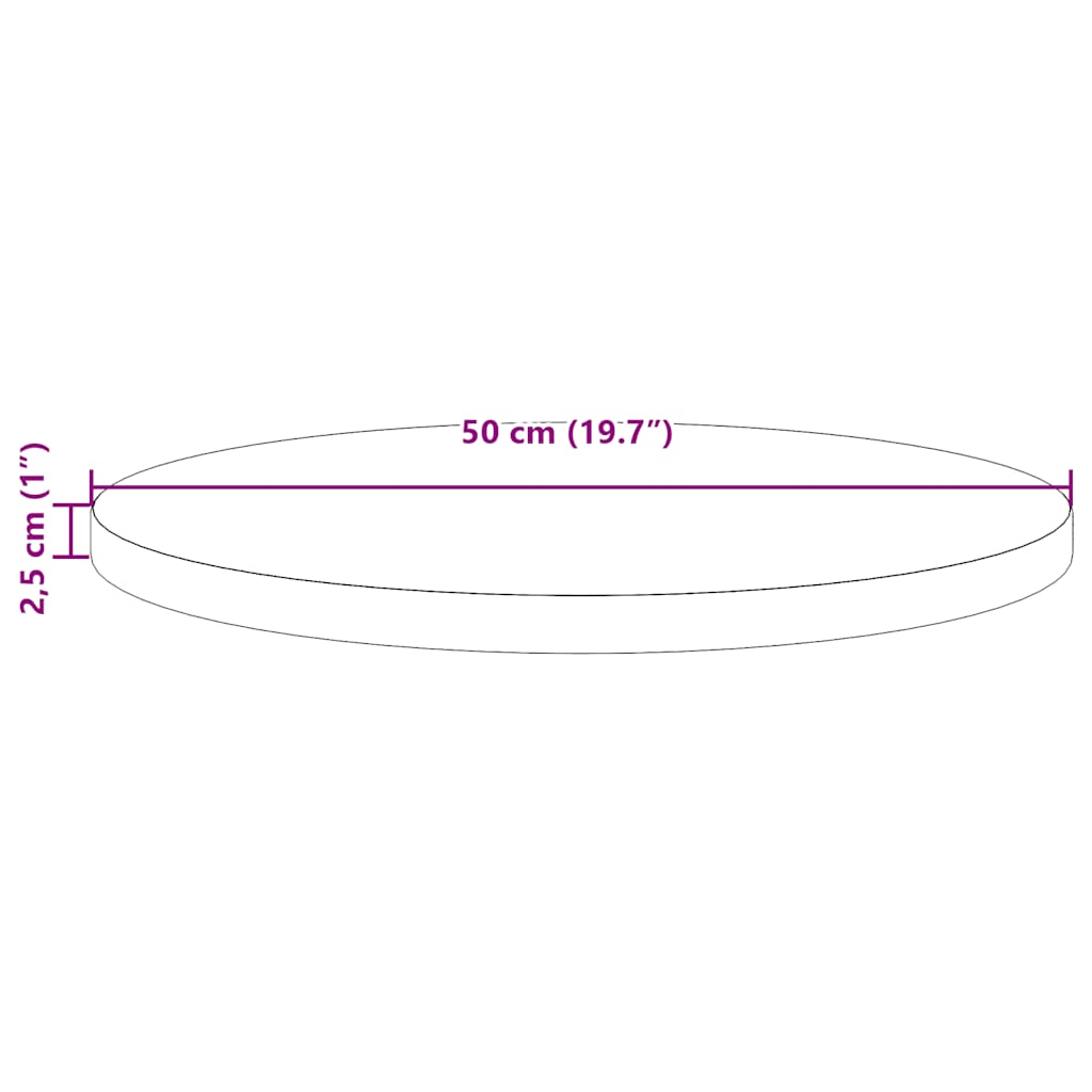 vidaXL Blat stołu, biały, Ø50x2,5 cm, lite drewno sosnowe