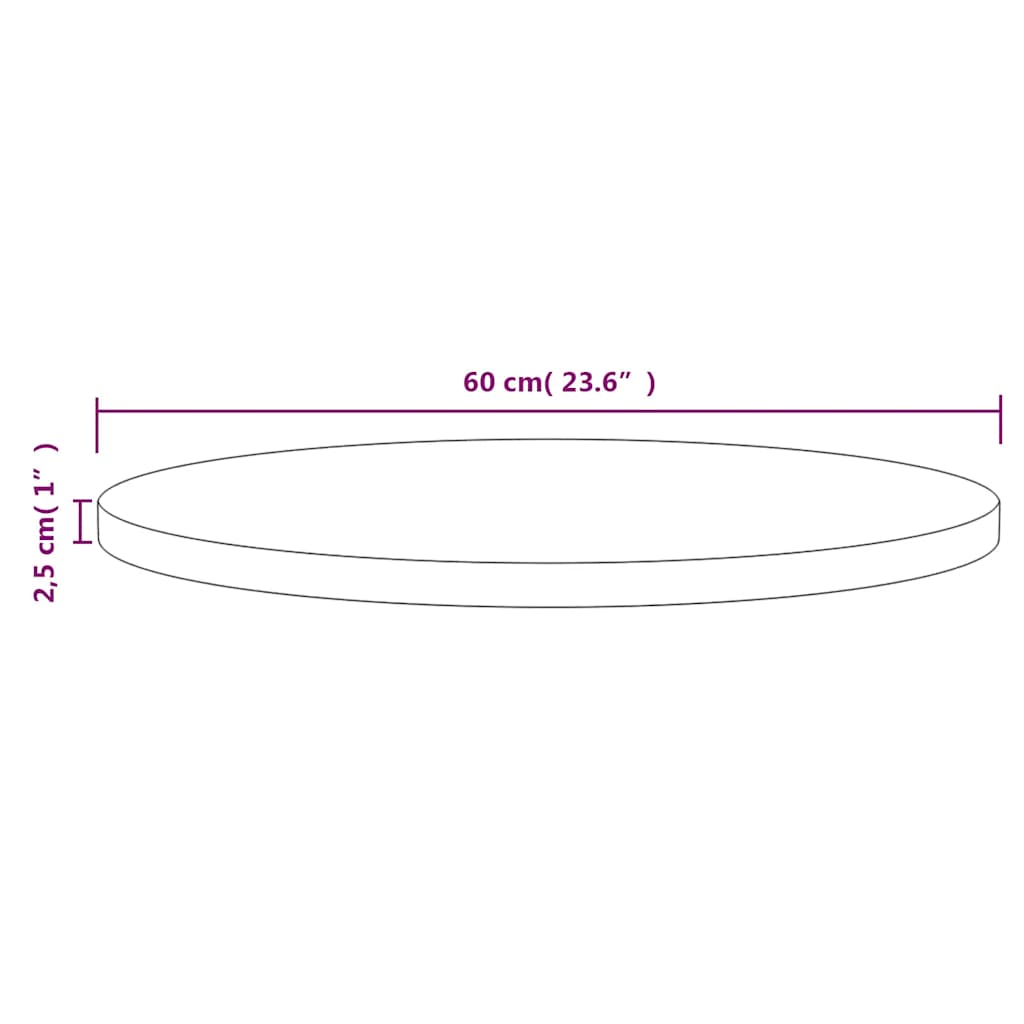 vidaXL Blat stołu, biały, Ø60x2,5 cm, lite drewno sosnowe