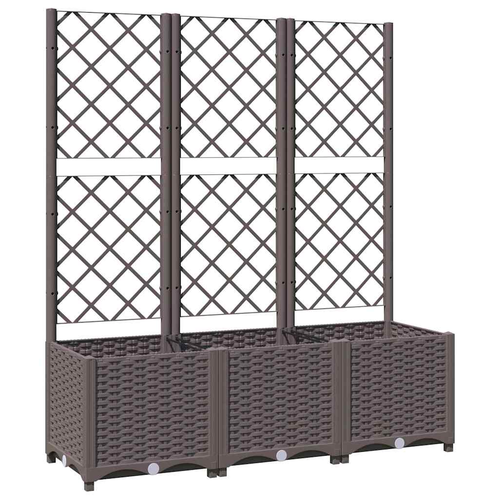 vidaXL Donica ogrodowa z kratką brązowa 120x40x136 cm PP