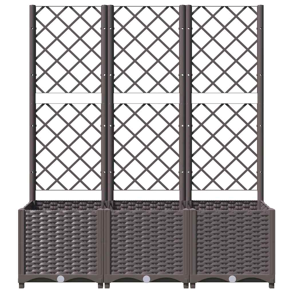 vidaXL Donica ogrodowa z kratką brązowa 120x40x136 cm PP