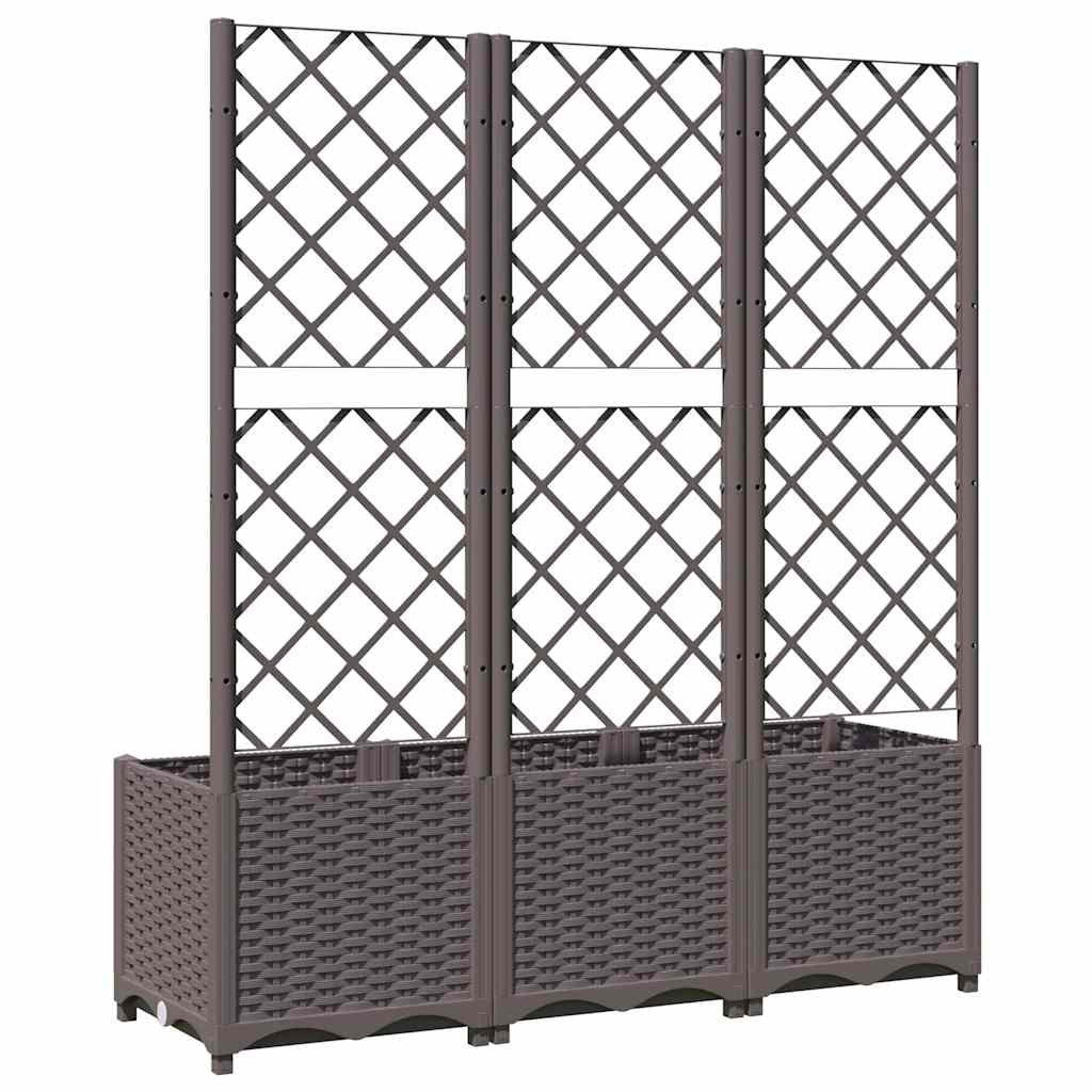 vidaXL Donica ogrodowa z kratką brązowa 120x40x136 cm PP