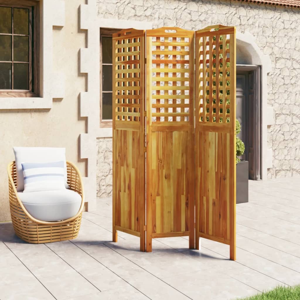 vidaXL Parawan 3-panelowy, 121,5x2x180 cm, lite drewno akacjowe