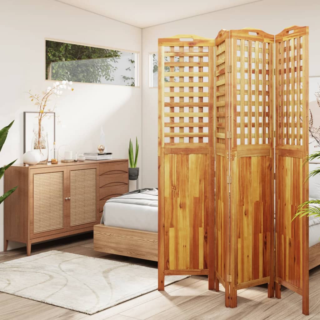 vidaXL Parawan 4-panelowy, 162x2x180 cm, lite drewno akacjowe