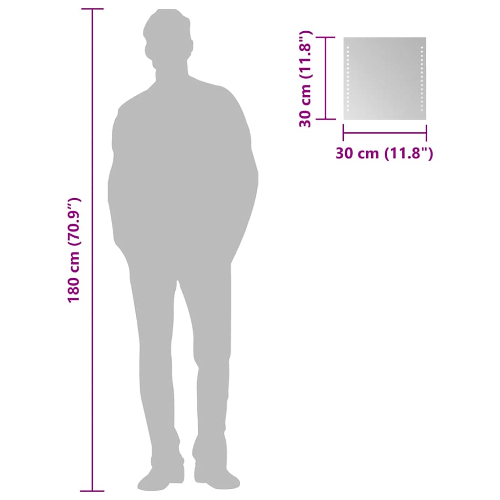 vidaXL Lustro łazienkowe z LED, 30x30 cm