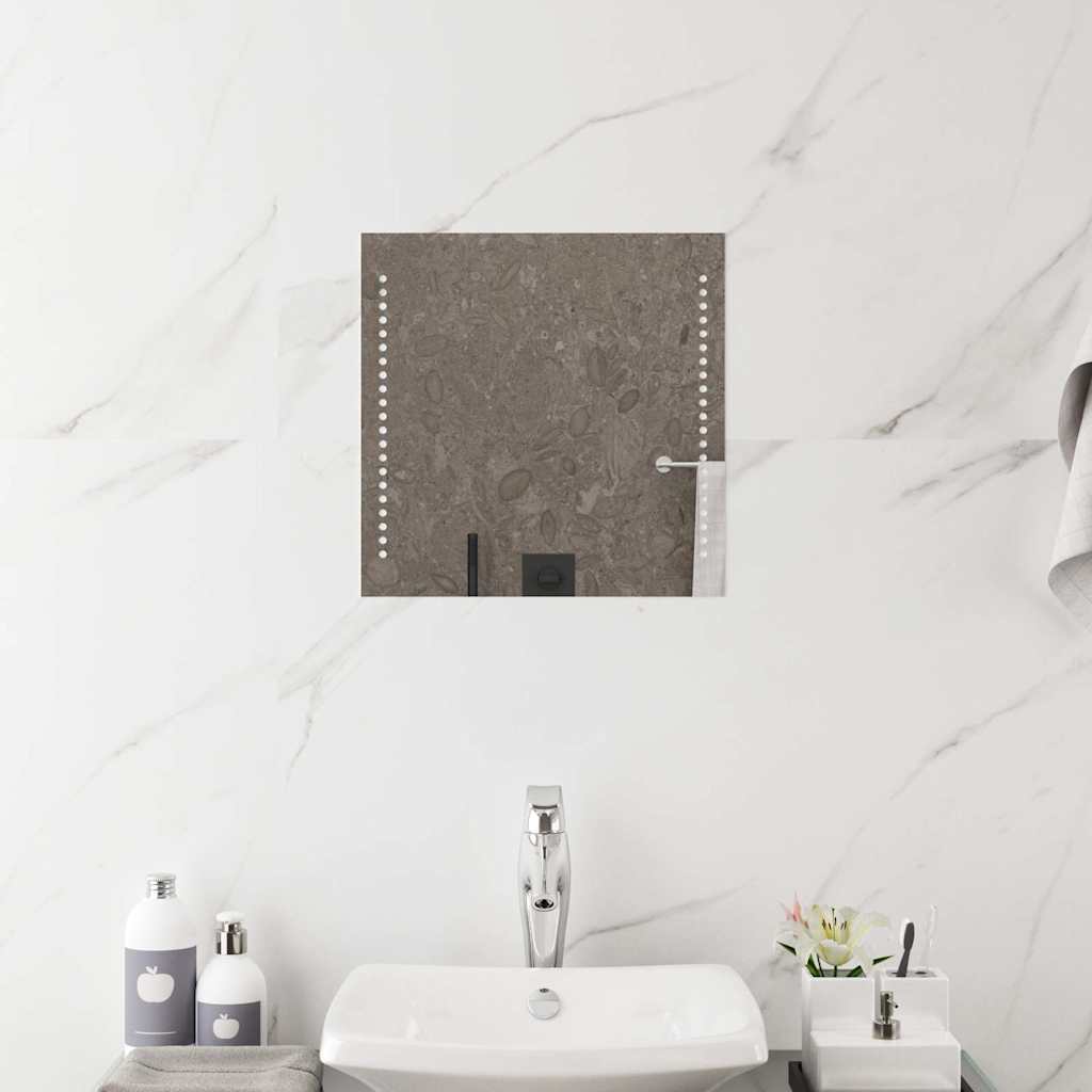 vidaXL Lustro łazienkowe z LED, 40x40 cm